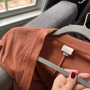 GUC longline duster cardigan in mauve copper